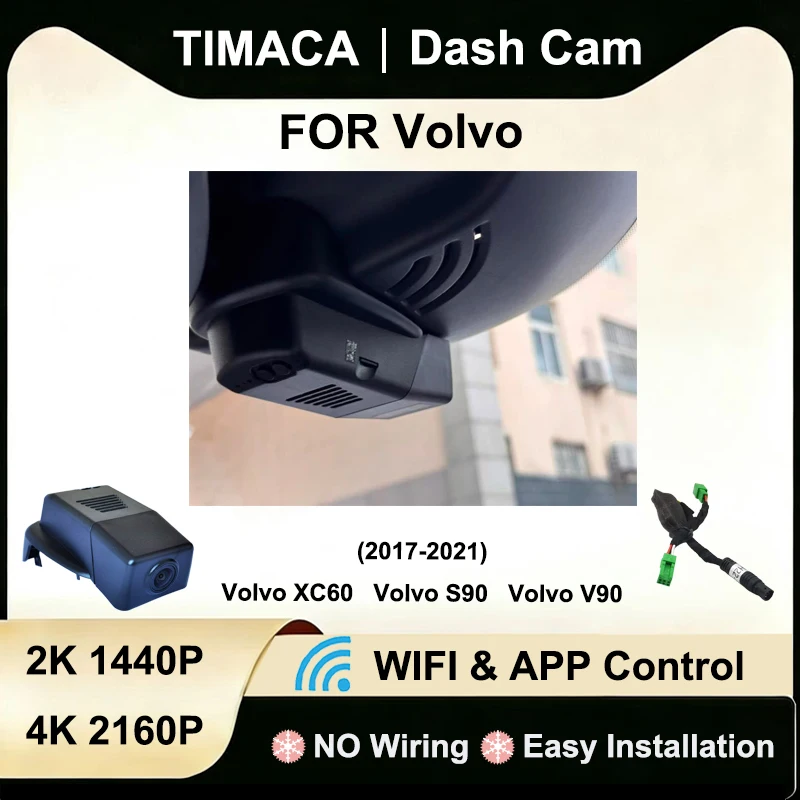

For Volvo XC60 S90 V90 2017 2018 2019 2020 2021 Dash Cam Front Rear Camera DVR 2K 4K 2160P Wifi Plug and Play Video Recorder