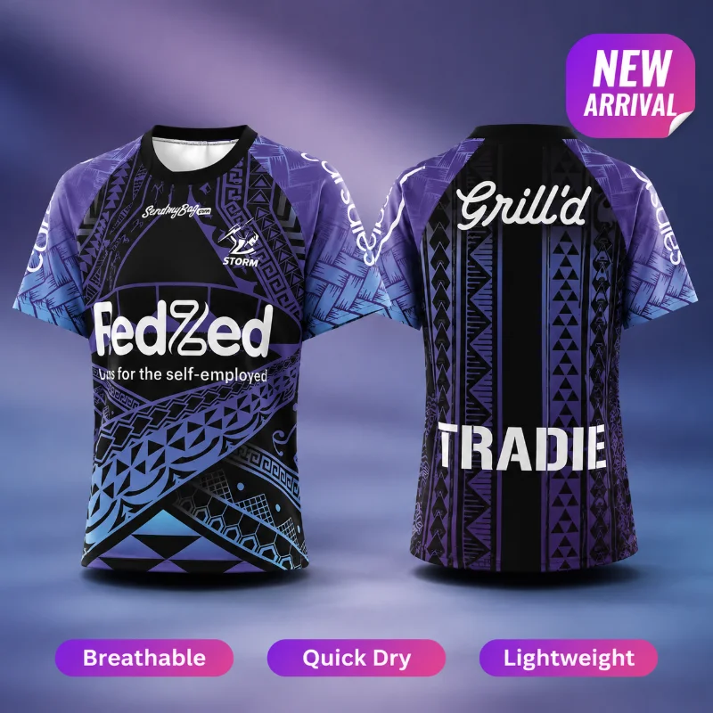 Melbourne Storm 2026 Men's Rugby Shirt Australian Football Shirt Football T-shirt Quick Drying Adult Training Casual Sportswear