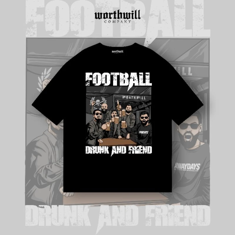 

WORTHWILL FOOTBALL AND FRIEND Black Jersey Women's Rogue Fashion Casual Street Gothic Round Neck T-Shirt
