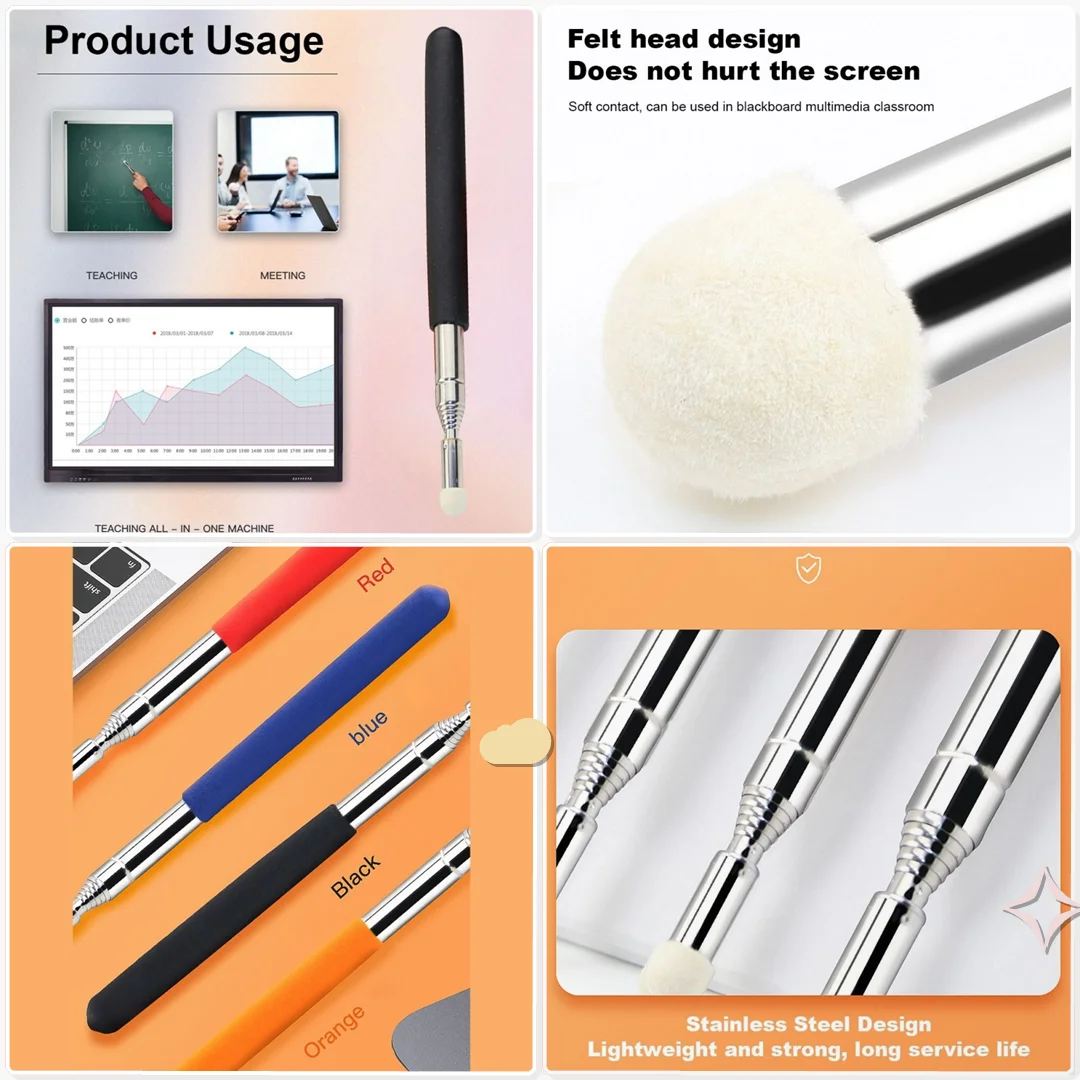 Screen Pen PPT Presentation Teaching Tools Telescopic Rod Whiteboard Pointer Pen Retractable Teaching Stick Handheld Presenter