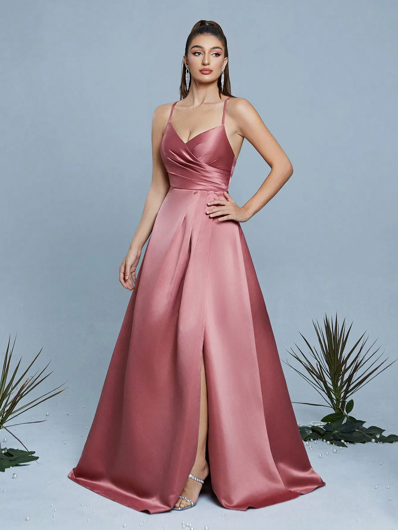 Mgiacy – robe longue sexy à bretelles réglables, élastiquée, enveloppante, coupe haute