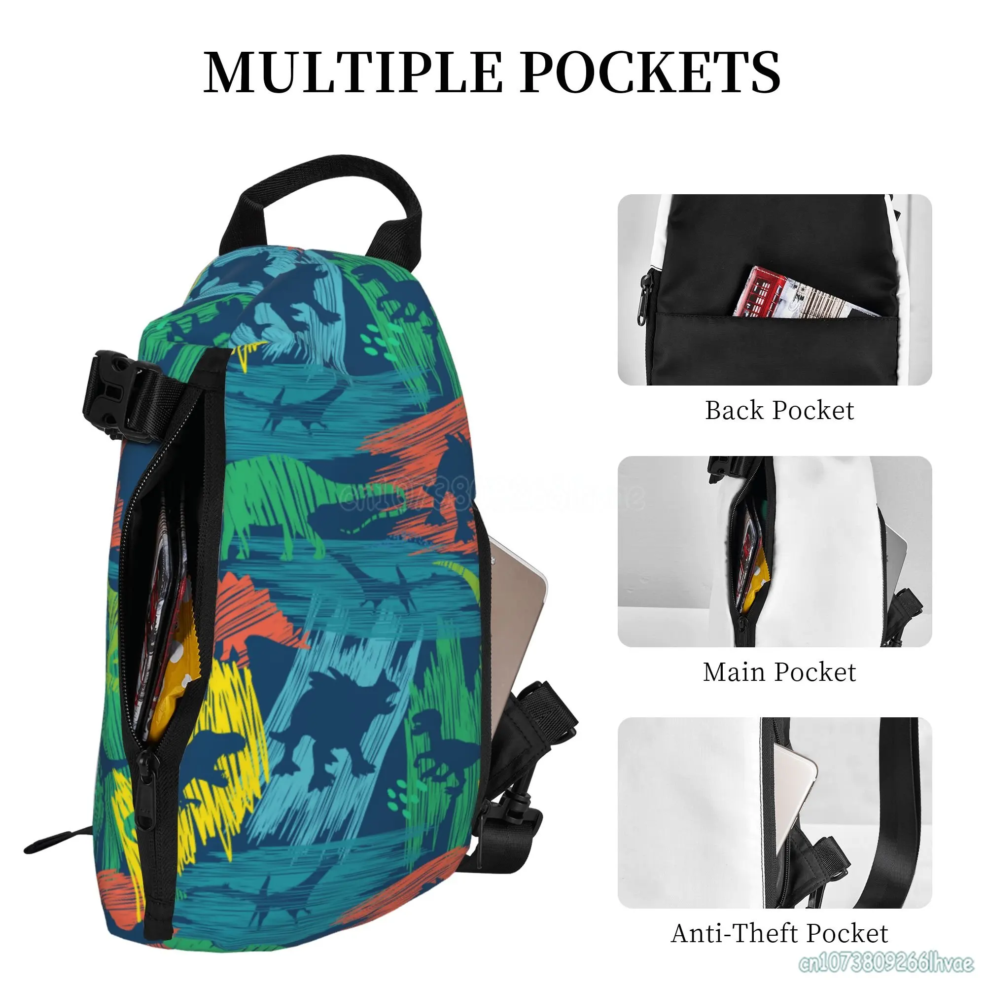 Cartoon Dinosaur Strap Chest Bags Merch Street Trendy for Men Dumpling Bag Crossbody Backpack Strap Belt Bags Fanny Pack