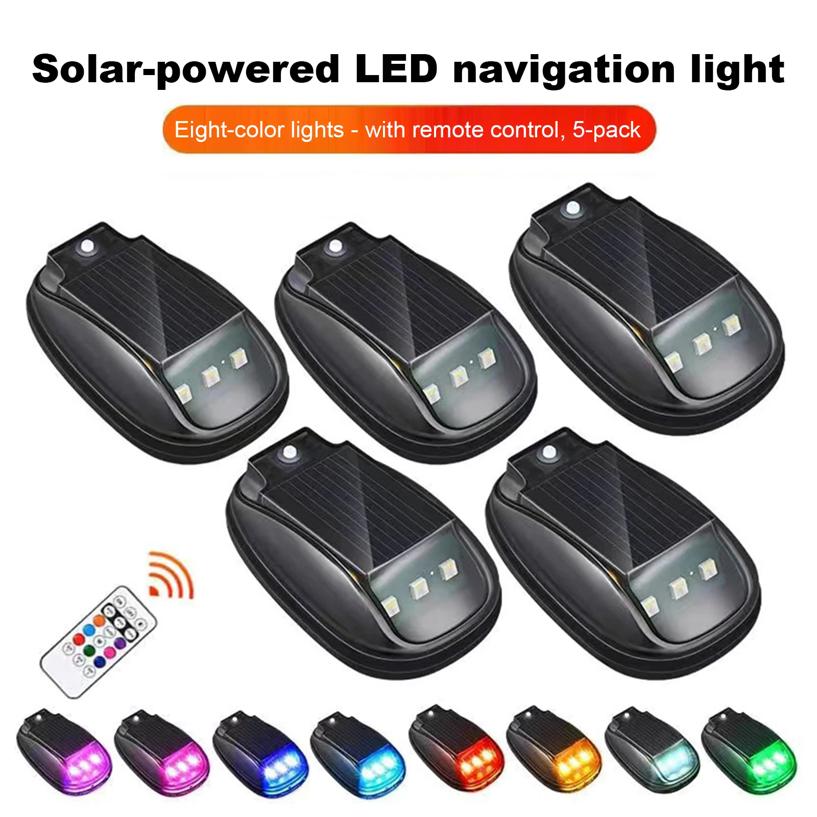 

Solar-Power Car Roof Light with RC Punch-Free Wireless Flashing Lights RGB Solar Powered Strobe Pilot Light for Car Decor
