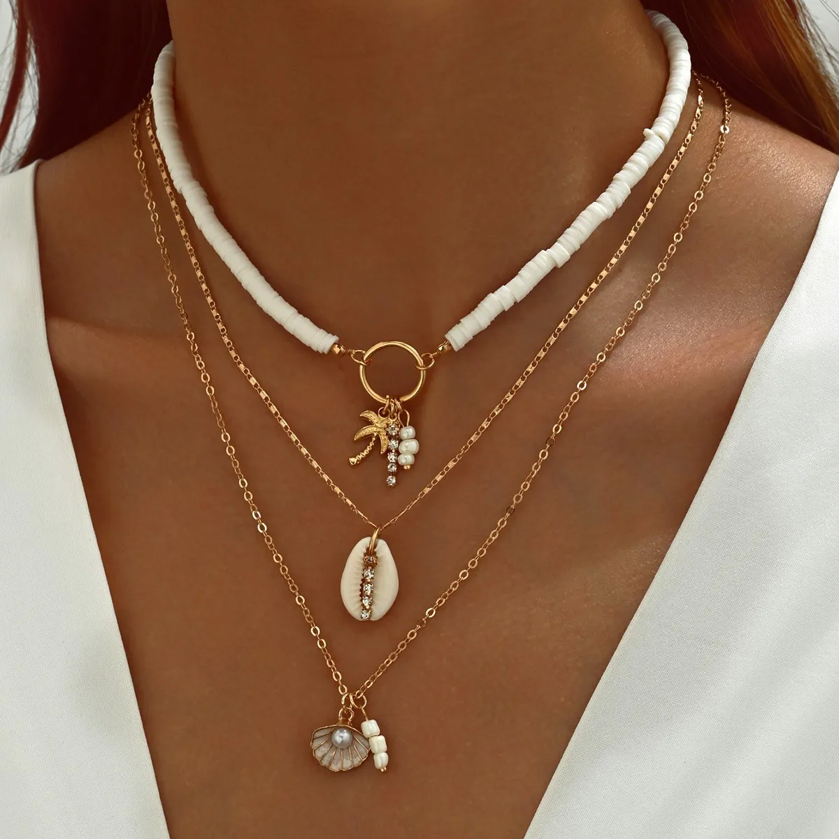 

Fashionable and Simple Shell Alloy Jewelry Necklace Pendant 18k PVD Gold-plated Waterproof Necklace Jewellery