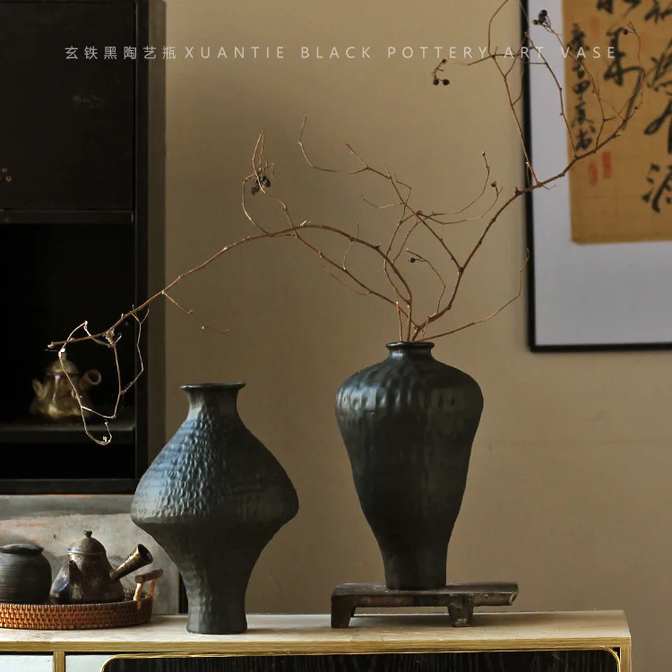 

Pottery vase decoration living room flower arrangement home wabi Sabi soft decoration ceramic dry flower machine new