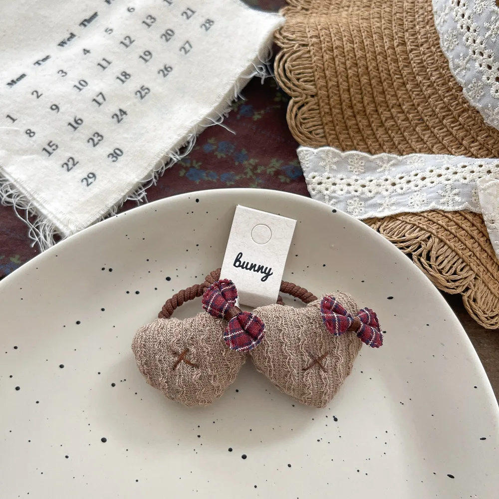2 szt. Dziecięce dziergane spinki do włosów z kokardką, urocze króliczki, spinki do grzywki, elastyczne gumki do włosów, akcesoria do włosów dla dziewczynek