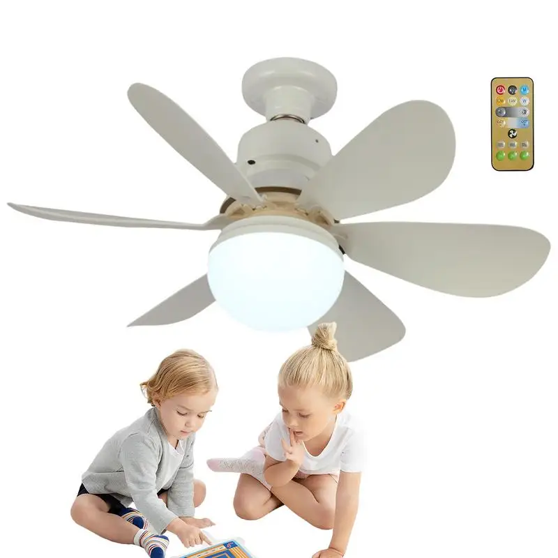 

Quiet Ceiling Fan Light with Light E26/E27 Base LED Socket Fan Light 3 Wind Speeds 3000-6500K Remote Control AC85V-265V