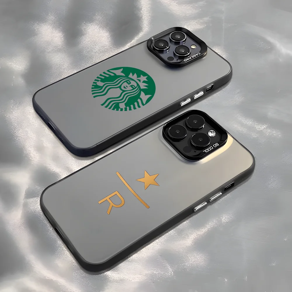 حافظة هاتف فاخرة S-StarBucks لهاتف أبل آيفون 11 12 13 14 15 16Pro Max Plus غطاء هاتف مطلي