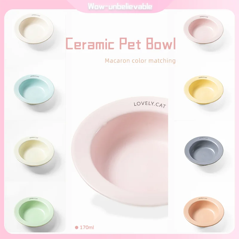 Ceramic cat bowls, cat food bowls, cat canned food bowls, flying saucer bowls, UFO shape, cute macaron colors, pet supplies