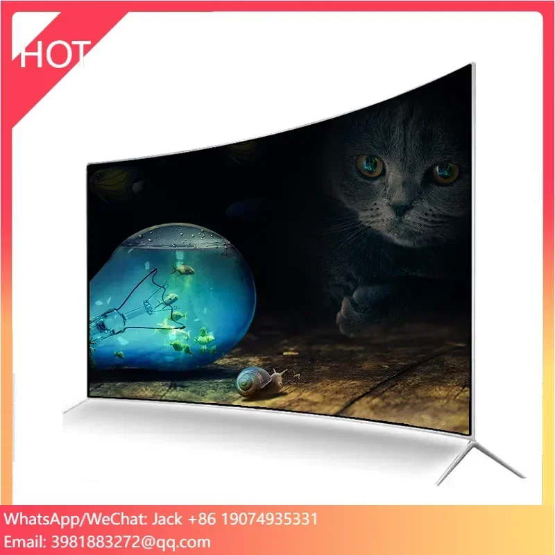 TV curvada LED de voz 4K de pantalla completa de 55 pulgadas HDR 8K decodificación de TV LCD de pantalla completa artificial