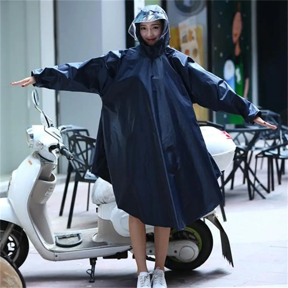 Outdoor Rain Coat With Wide Brim Reusable Thickened Waterproof Long Hooded Raincoat Rain Poncho XXXL