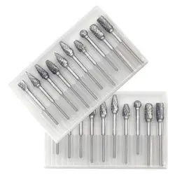 10PCs Hard Alloy Rotary File 3*6 Double Grain Tungsten Steel Grind Head Electric Grind Mold Woodwork Grinding File Tool Set
