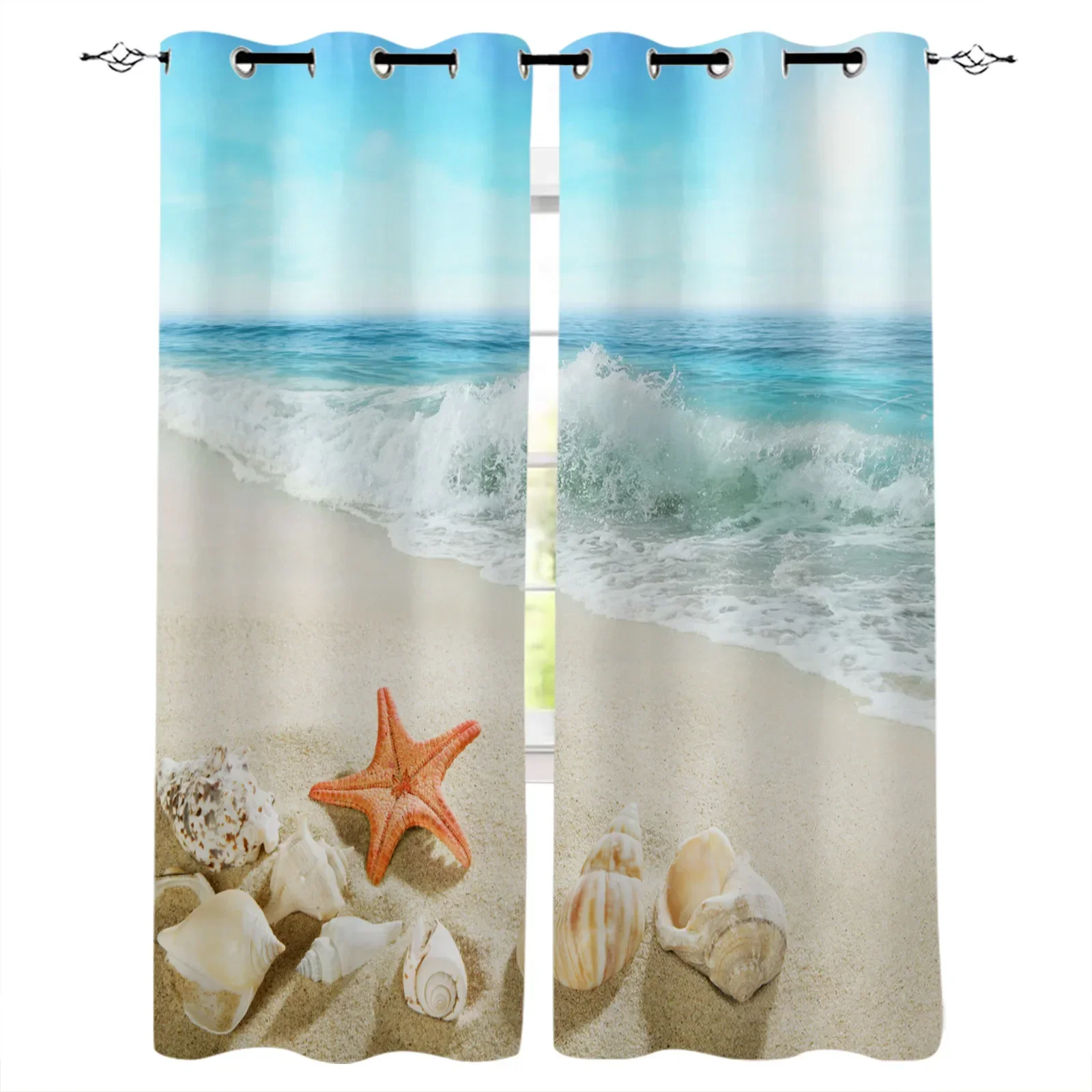 

Beach Sea Starfish Shells Blackout Curtains Window Curtains for Bedroom Living Room Decor Window Treatments