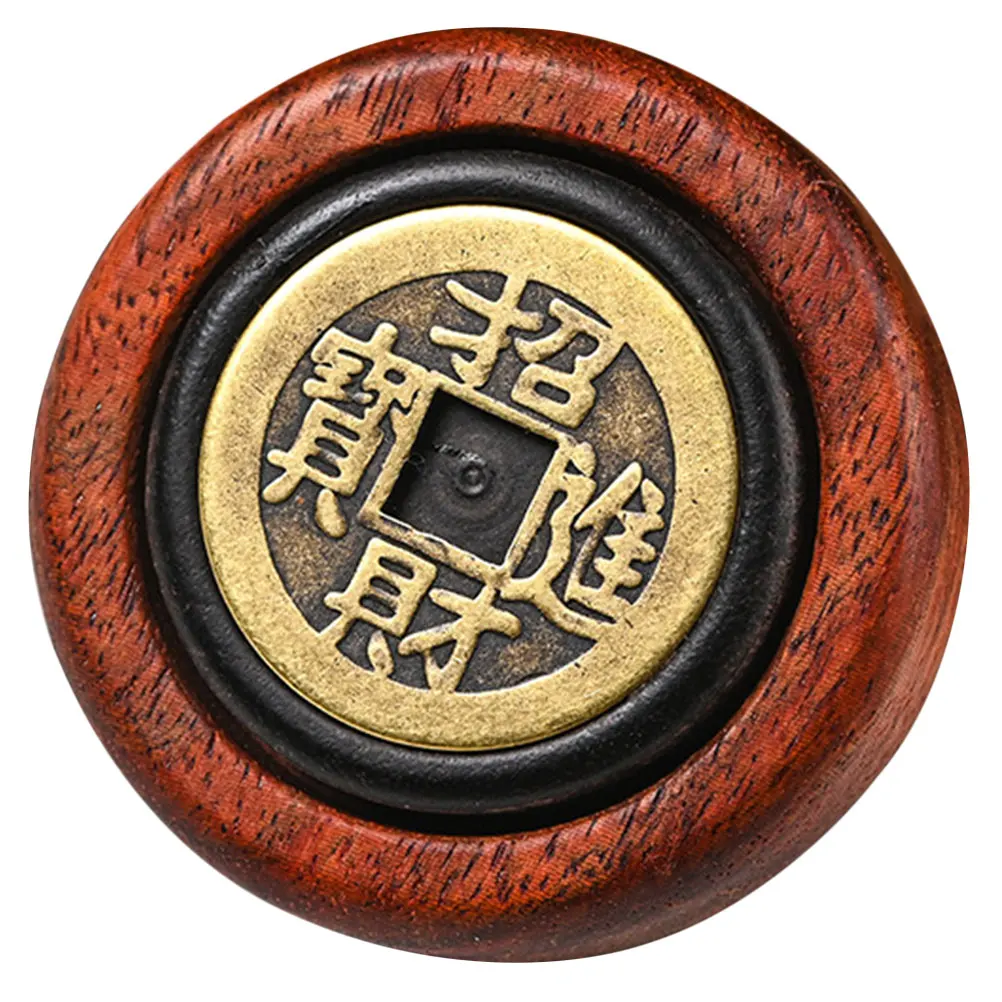 

Chinese Style Copper Coin Wood Ornament Desktop Decor Car Hanging Craft Gift Keychain Charm Simulation Ancient Coin Home Office