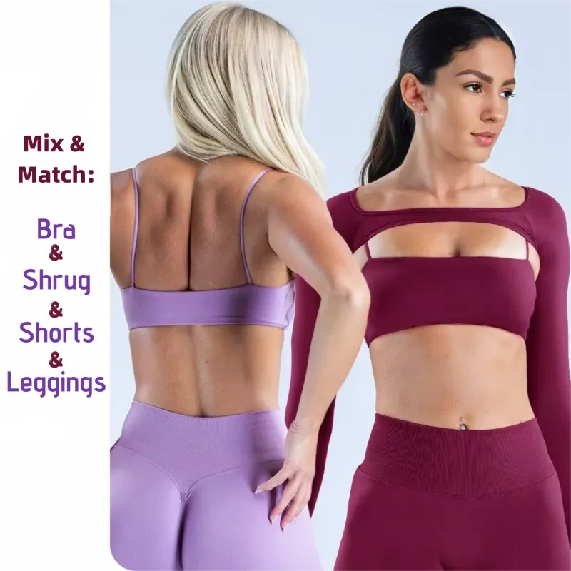 Women’s Quick Dry Long Sleeve Yoga Sets Athletic Workout Gym Wear Multi-Piece Running Training Fitness Apparel Sports Bundle