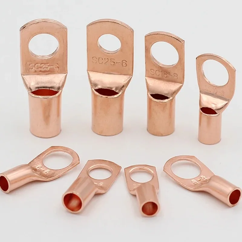 10Pcs Copper Lugs Ring Wire Connectors Bare Cable Electric Crimp Terminal SC6-5 SC10-10 SC16-10 SC25-10 SC35-6 SC35-8 SC35-10