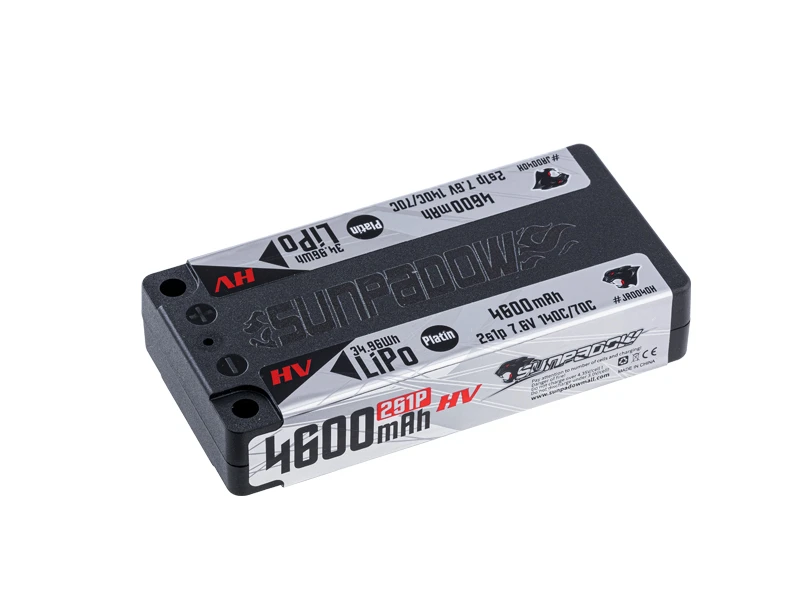 Sunpadow Lipo 4600mAh 2S1P 7.6V 5mm RC Model Car Platinum Platin HV Short Hard Case Competition Battery 140C