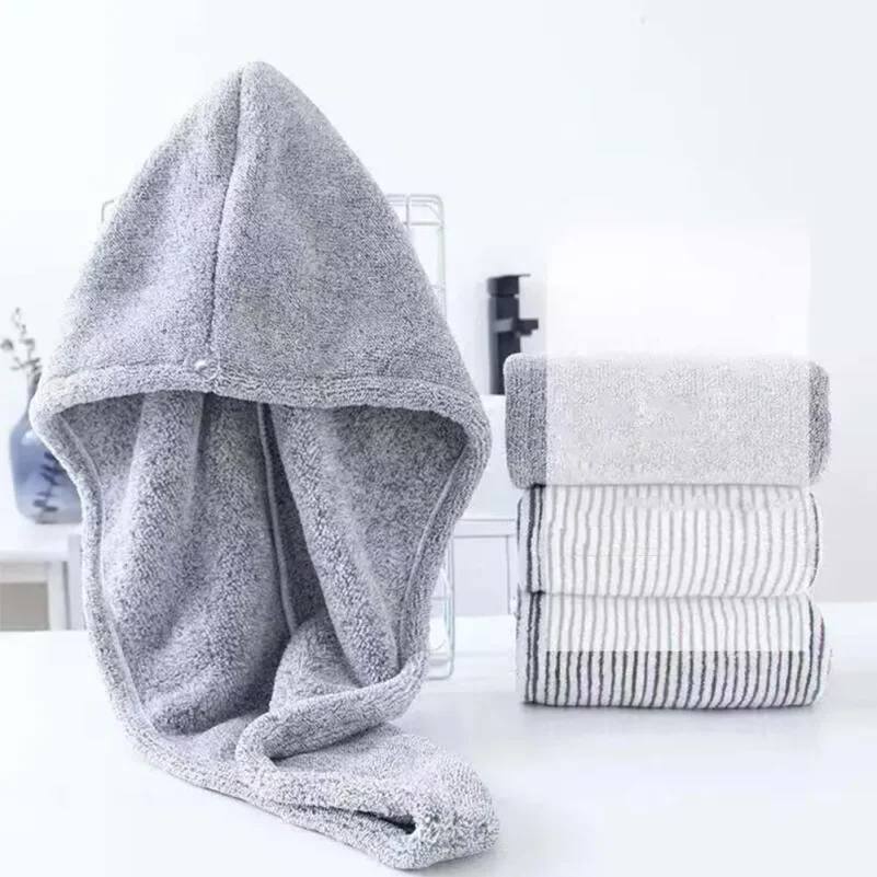 New Gray Bamboo Charcoal Dry Hair Caps, Soft Water Absorbing Shower Caps,home and Daily Dry Hair Towels