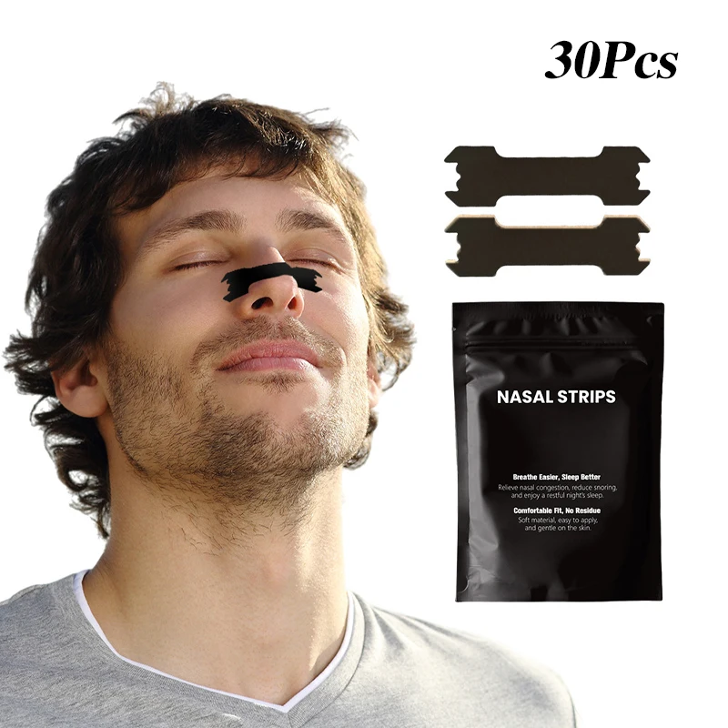 30PCS Black Nose Strips Extra Strength Nasal Strips Better Sleeping Non-Invasive Anti Snoring Strips for Adult and Child