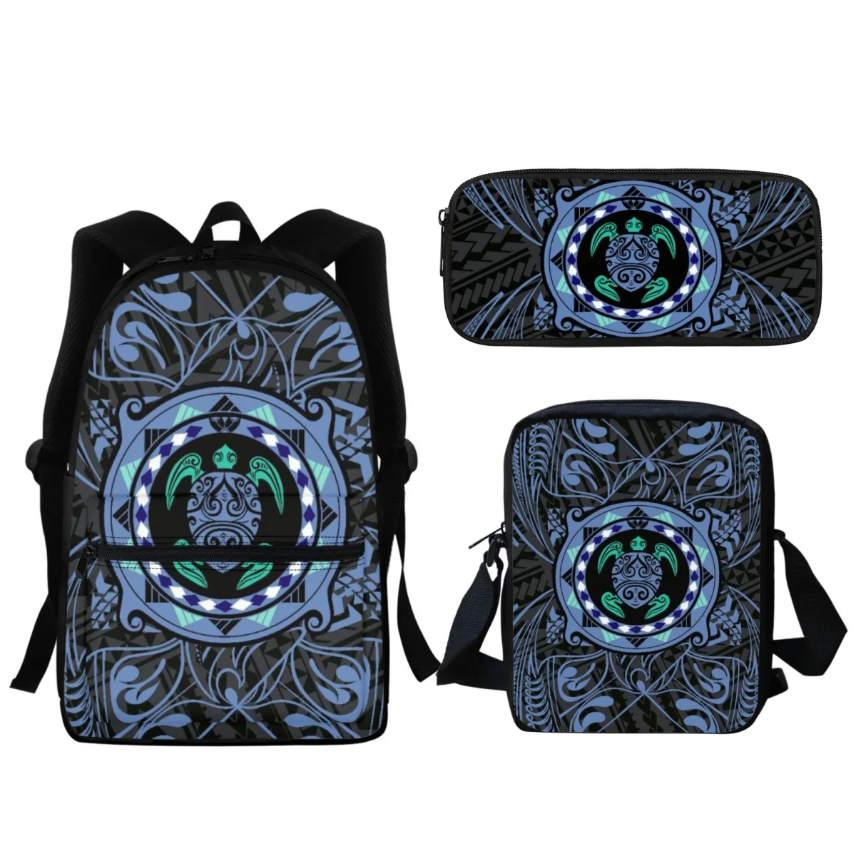 Tribal polinésia padrão zipper mochila escolar para crianças, mochila adolescente, mochilas escolares, bolsa mochila, presente para meninas, novo, 3 pcs, 2024