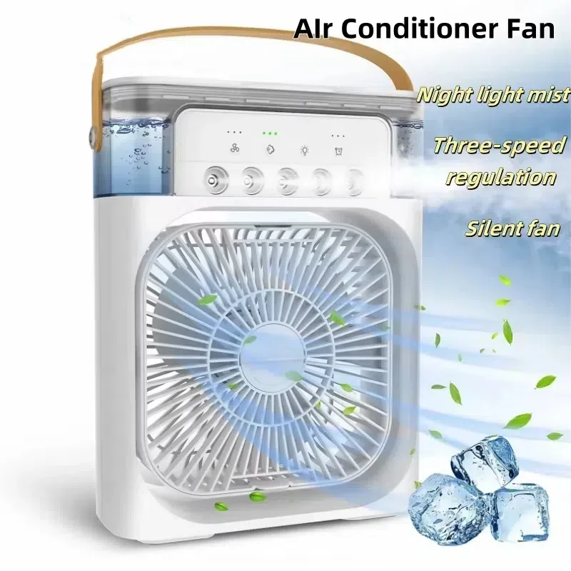 Xiaomi Mijia-ventilador de escritorio portátil 3 en 1, aire acondicionado USB, luz nocturna, ajuste de niebla de agua hidráulica, ventilador silencioso de 3 velocidades para el hogar