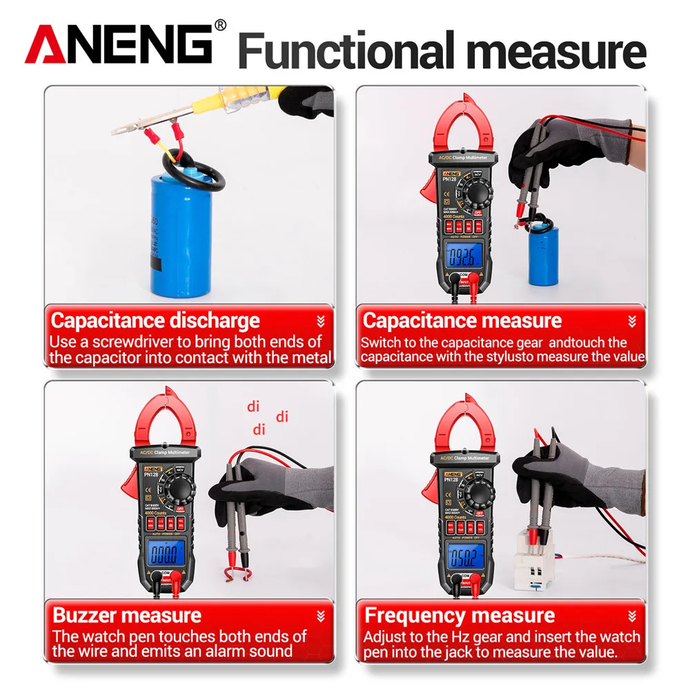 ANENG PN128 4000 licznik cęgi miernik 600A wysoka precyzja AC/DC napięcie prądowe NCV True RMS cyfrowy multimetr narzędzia pomiarowe testowy