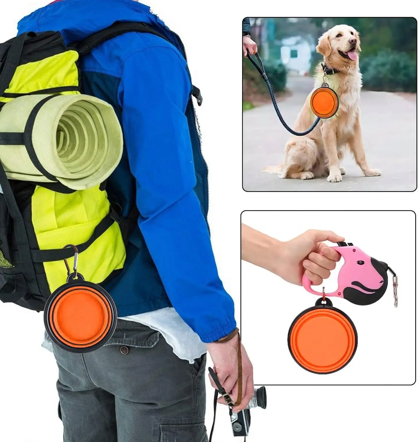 

Nylon Dog Training Leash and Foldable Dog Bowl Set, Portable Camping Pet Feeding and Watering Dish, Perfect for Walks and Travel