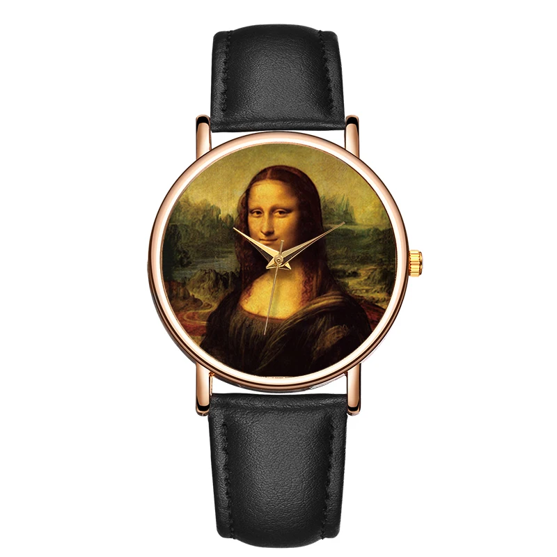 Fashion Ladies Quartz Watch Casual Quartz Watch Draw Painting Elegant Waterproof Wristwatch Real Leather Zegarek Damsk