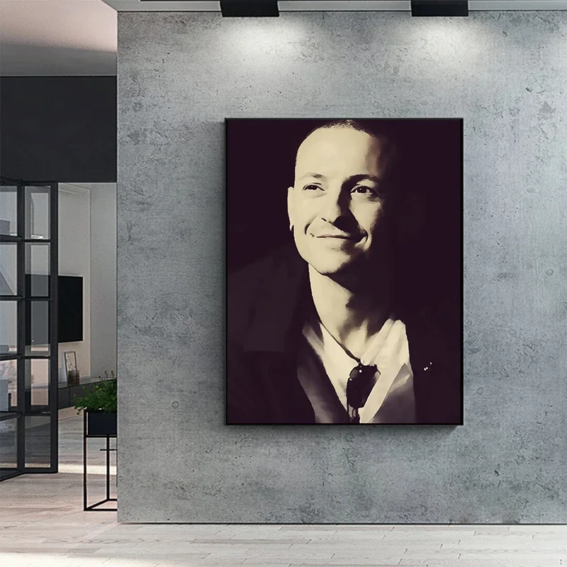 Leading Singer of An American Rock Band Poster Canvas Printing Singer Chester Bennington Picture Music Bar Wall Decor