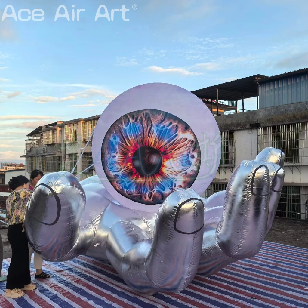 Mains gonflables avec boule à œil tenant, modèle de doigts gonflables pour décoration de spectacle de fête sur scène d'halloween