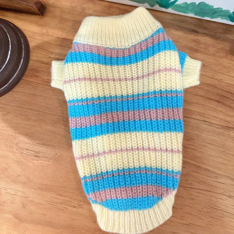 Dog Stripe Sweater Pet Clothes Autumn/Winter Bottom Sweater Schnauzer Bears Malzis Sisch Small Dog Cat Sweater Puppy Clothes