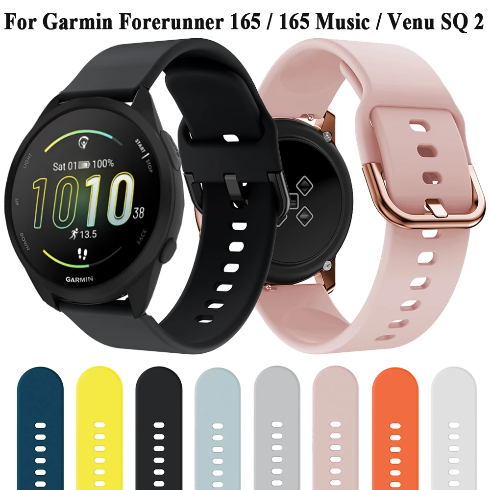 Garmin Venu Sq 2 Plus Forerunner 165 음악 645 245 스마트 워치 밴드 팔찌, Venu 2 Plus Vivoactive 3 5 손목 밴드, 20mm 스트랩