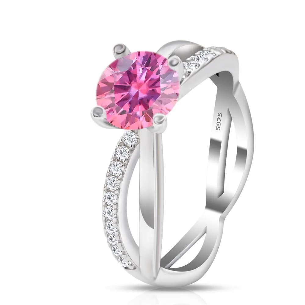 GRA Certified 1-3CT Pink Moissanite Ring VVS1 Lab Diamond Solitaire Ring for Women Engagement Wedding Band  Fine Jewelry Gift