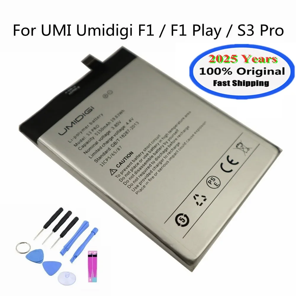 

2025 Years 5150mAh Original Battery For UMI Umidigi F1Play F1 Play / S3 Pro S3Pro Phone Batteries + Free Tools