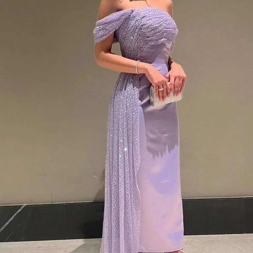 Sparkle Sheath Anke Length Evening Dresses Sequin Vertically Tulle Formal Occasion Gown فساتين نسائيه vestidos de 15 quinceañera