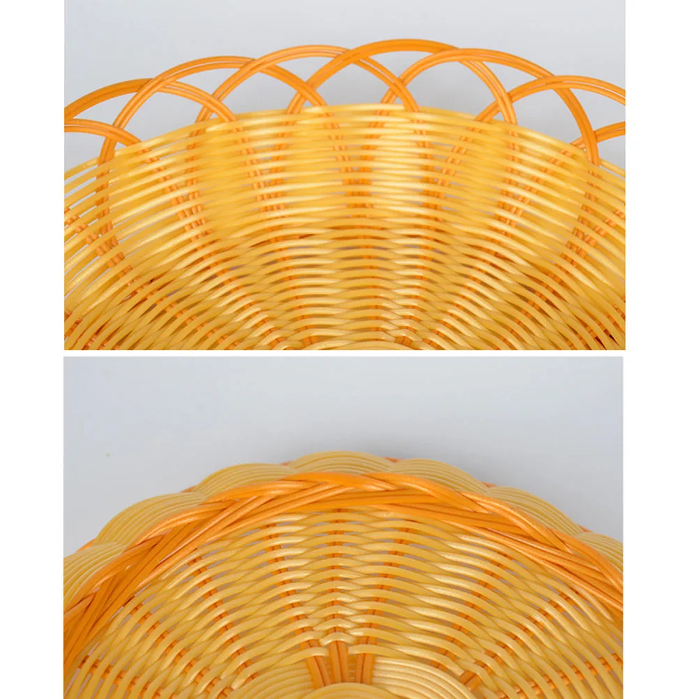 

Handwoven Plastic Simulate Rattan Fruit Basket Durable Storage Organizer Kitchen Snack Box Picnic Bread Container Elegant Design