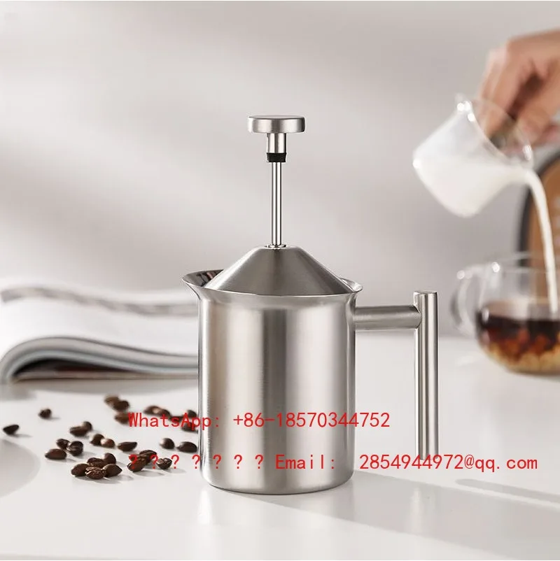 Stainless Steel Manual Household Milk Beater Double Filter Coffee Beater