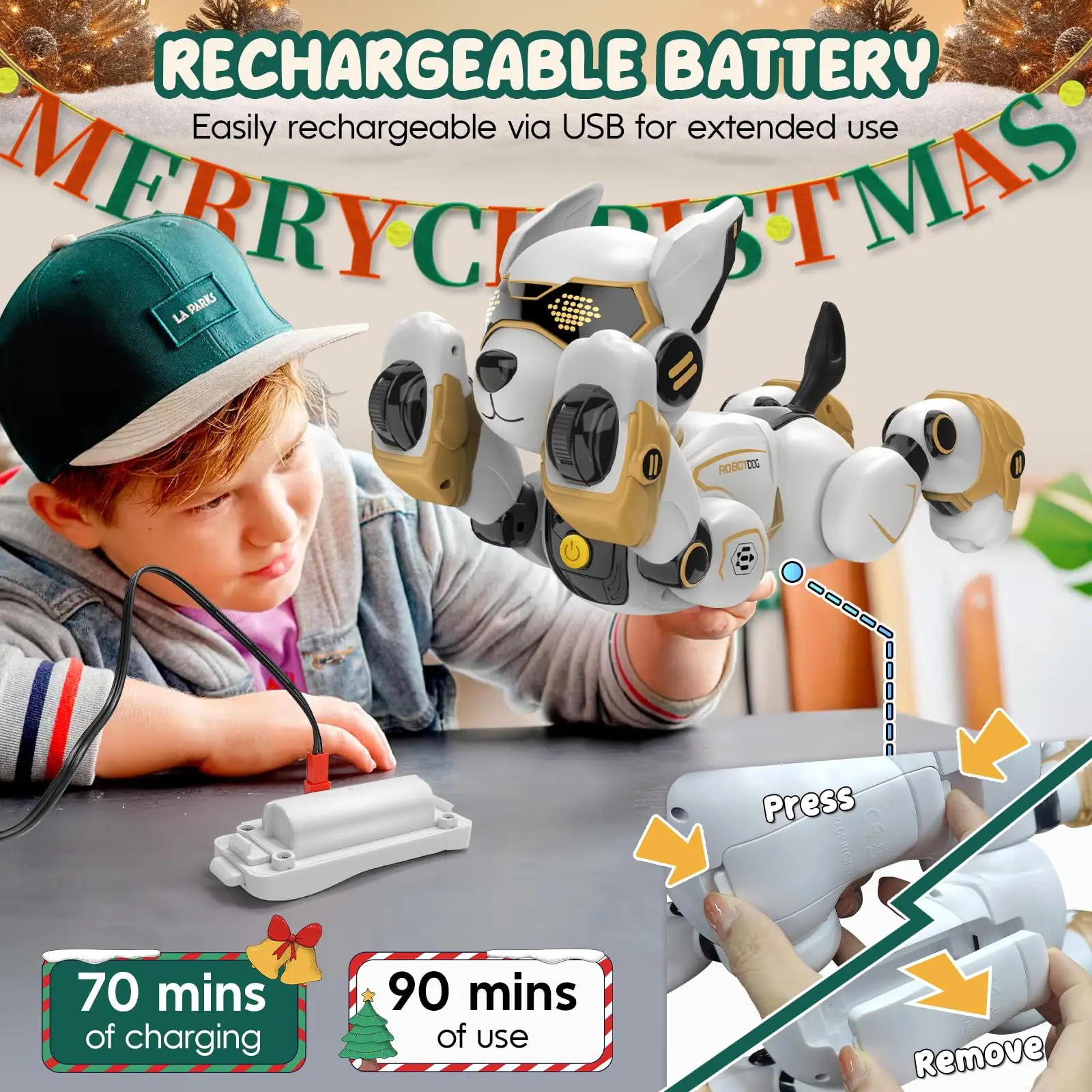 Robot Dog Toy for Kids, Programmable Remote Control Robot Puppy with Voice & Touch Sensors, Dancing & Singing, Animal Sound