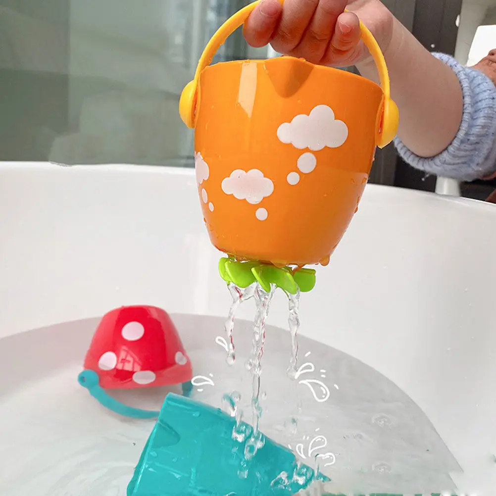 3-個の楽しいスプリンクラーおもちゃお風呂時間おもちゃ水浴槽幼児シャワーベビースプレーヤーバケツ形状プラスチック赤ちゃん用