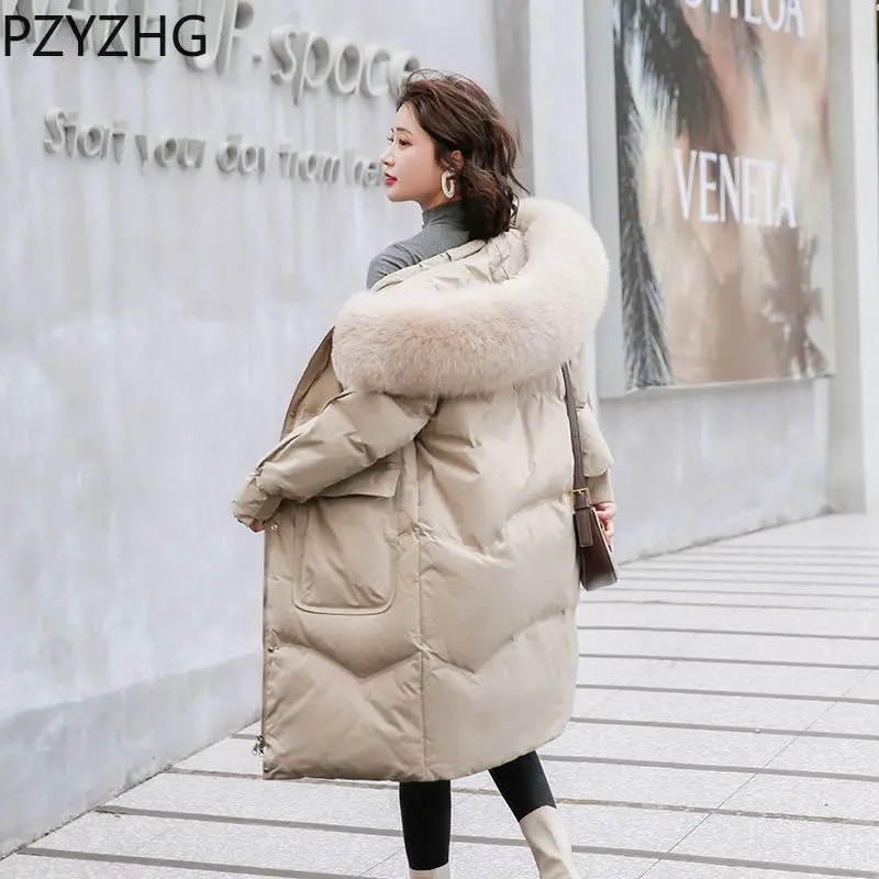 Doudoune à col montant pour femme, pardessus sans col en fourrure, vêtements d'extérieur de style moyen, parkas populaires pour femme, manteau d'hiver, nouveau, 2023