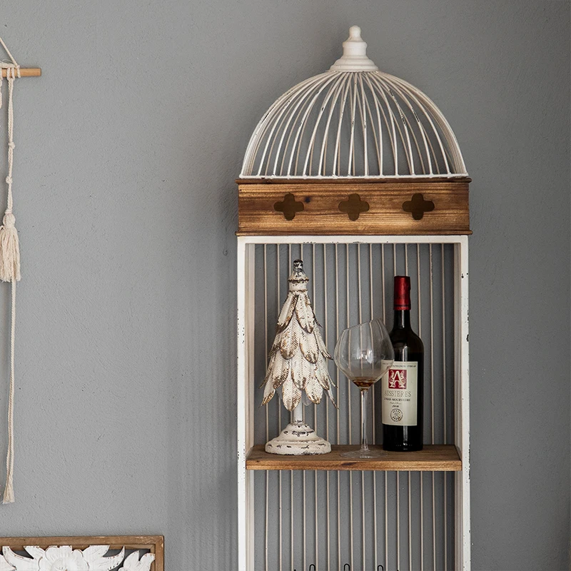 Solid wood simple home bird cage shelf creative bookshelf hotel wine cabinet homestay bird cage decorative bookshelf