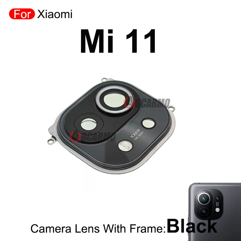 Per Xaiomi Mi 11 obiettivo della fotocamera posteriore posteriore con parti di ricambio della copertura in vetro del telaio