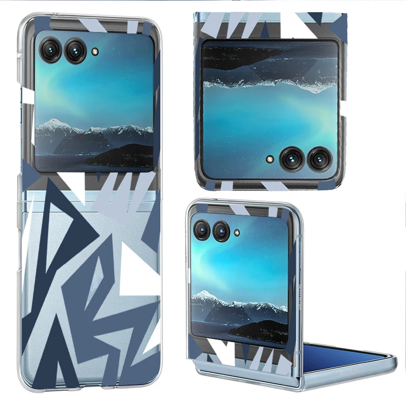 Geometrisch gemusterte Hülle für Motorola Razr 70 60 50 40 Ultra Razr 40 Ultra 50 70 Transparente Harte Faltbare Stoßfeste Handyhülle