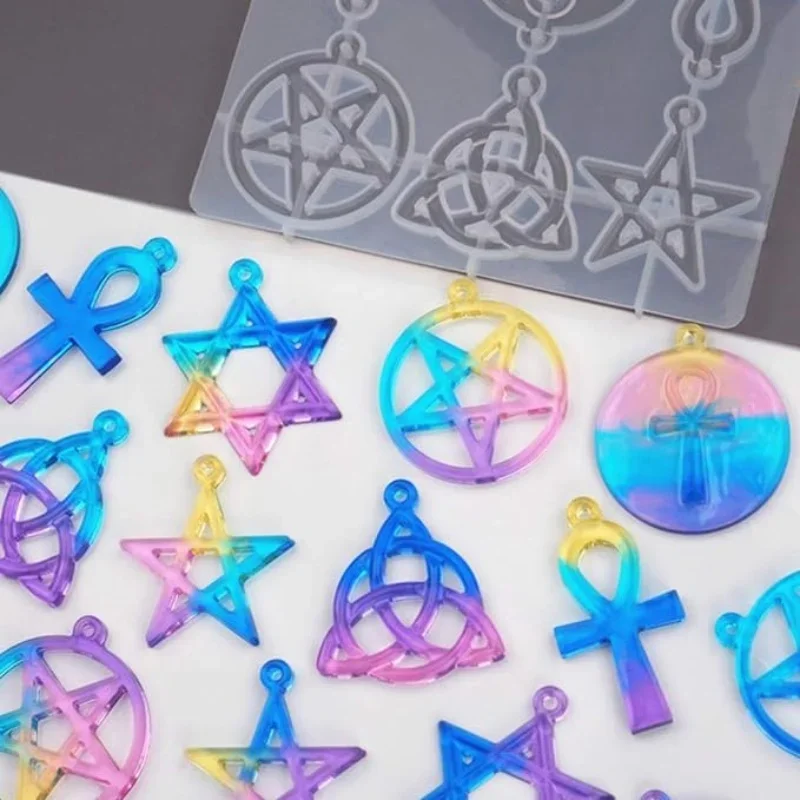 Silicone Resin Molds Pentagram, Star of David, Celtic Trinity Knot,  Cross Epoxy Mold for Making Earrings Resin Pendants DIY Dec