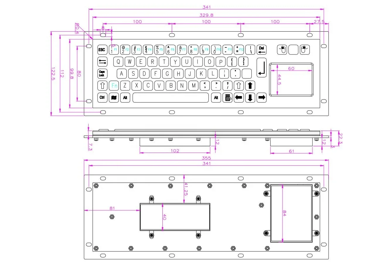 Black IP65 usb numeric keyboard touchpad metallic panels mini keyboards vending machines kiosk numeric compact keyboard