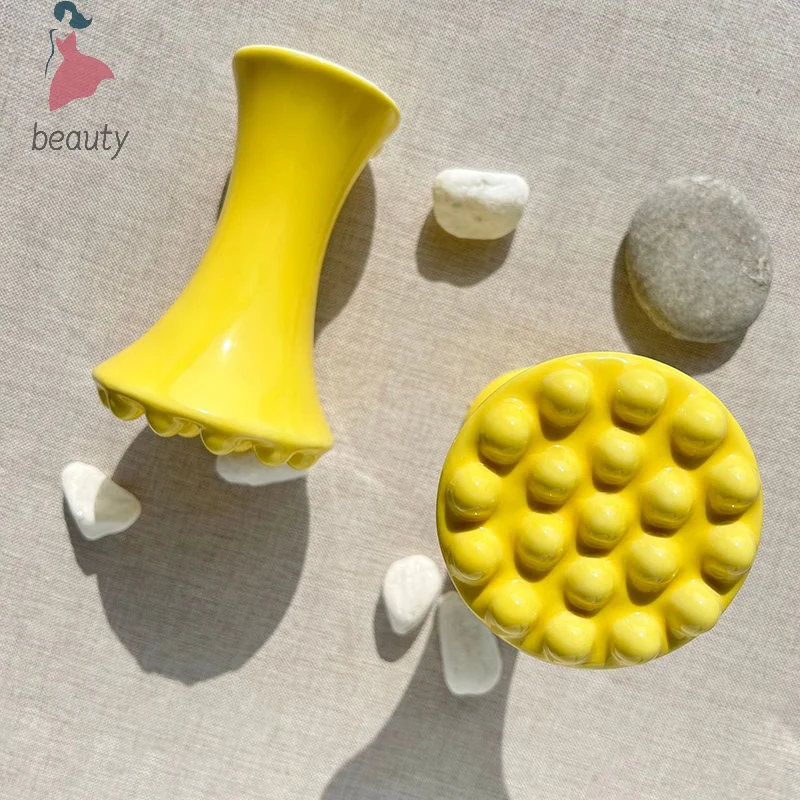 Yellow Ceramic Gua Sha For Face Body Massage Tool Body Guasha Board For Relief Massage Face Lift Gua Sha Massager