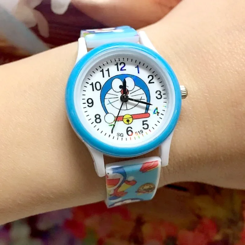 Disney Cartoon Jingle cat silicone band printed Doraemon Anime figure children\'s watch Quartz watches kids watch birthday gifts