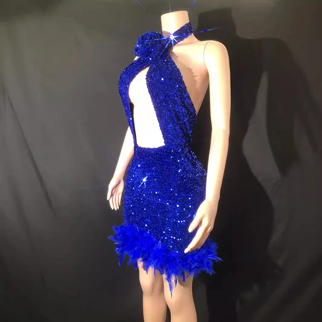 Performance clothes birthday sexy bar party irregular temperament evening dress female European and American performance host n