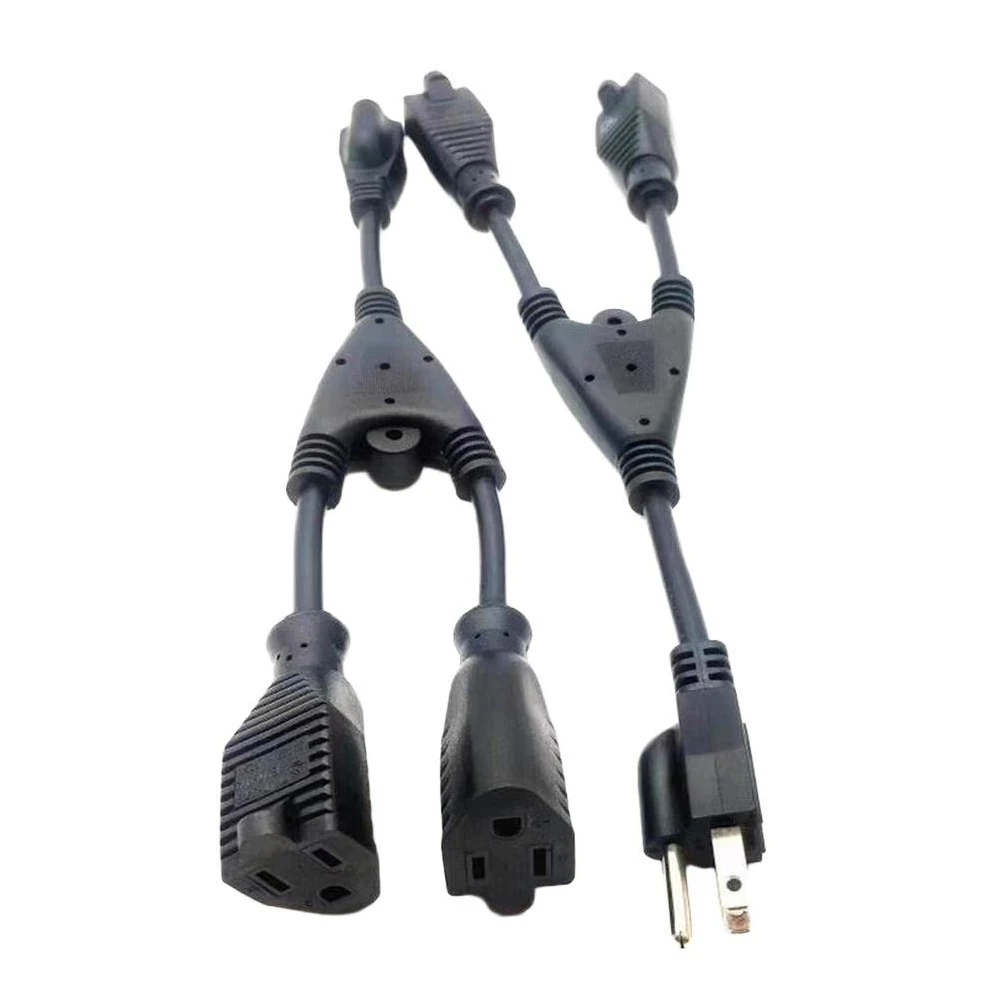 5-15P to 2x5-15R Power Splitter Cord 0.5m US 3 Pin Male to Dual Female Y Extension Cable 125V 1 to 2 Split Power Adapter Cable