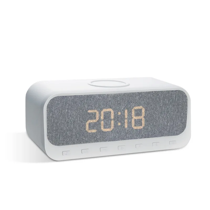 Multifunctional Bluetooth Speaker Alarm Clock Wireless Charging FM Radio Aid Portable DesktopFor Bedroom Nightstand Application
